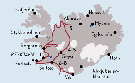 Karte zur Familienreise Abenteuer Island