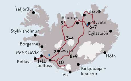 Karte zur Mietwagenrundreise Abenteuer Hochland